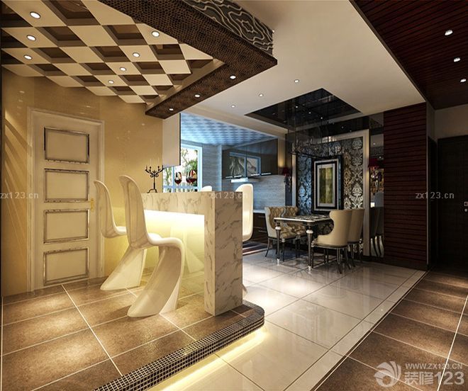 家庭大理石台面吧台设计图片