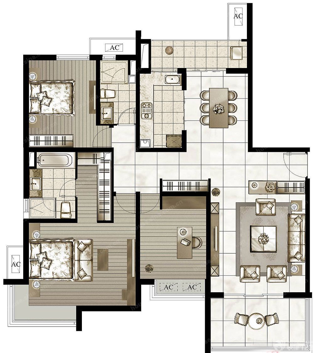 2025经典中式格风二室二厅二户型图