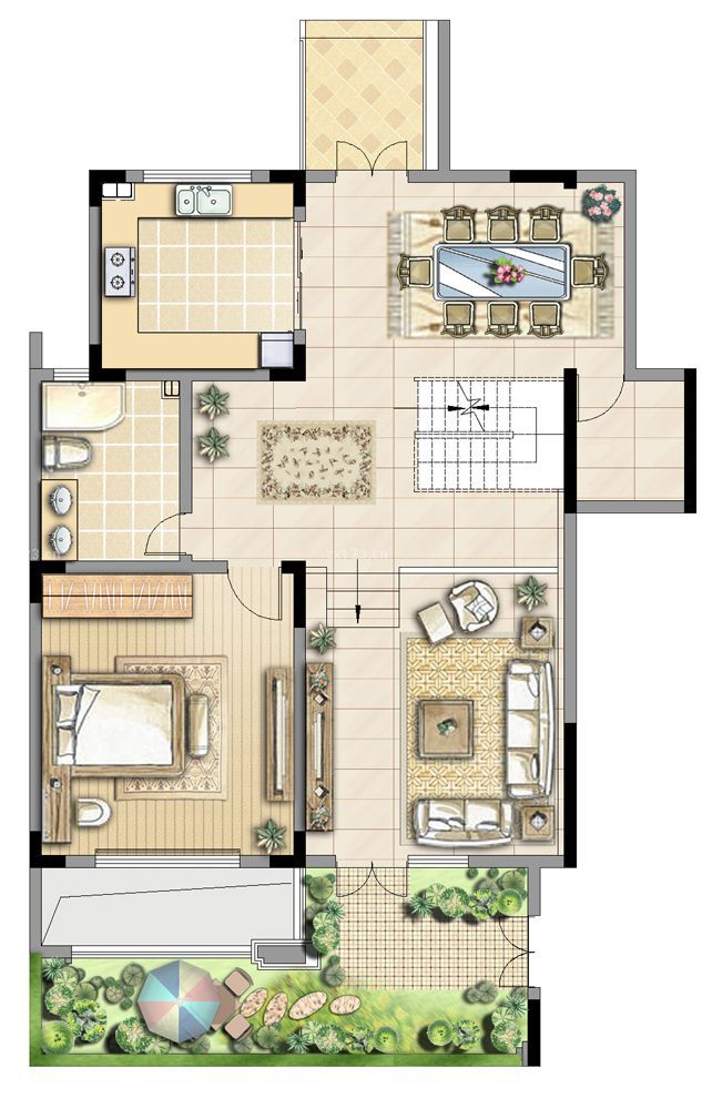 2023花园洋房一室两厅户型图