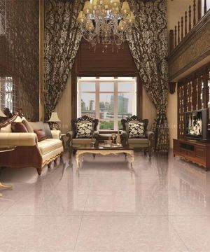 最新中式风格客厅瓷砖渗花装修效果图欣赏