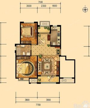 2023地中海风格二室二厅二卫户型图
