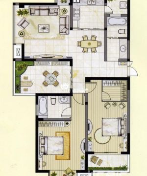 2023最新美式风格二室二厅二卫户型图