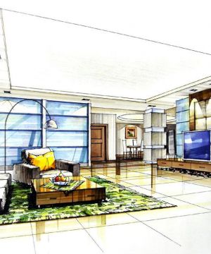 最新简约风格手绘家装客厅设计效果图片大全