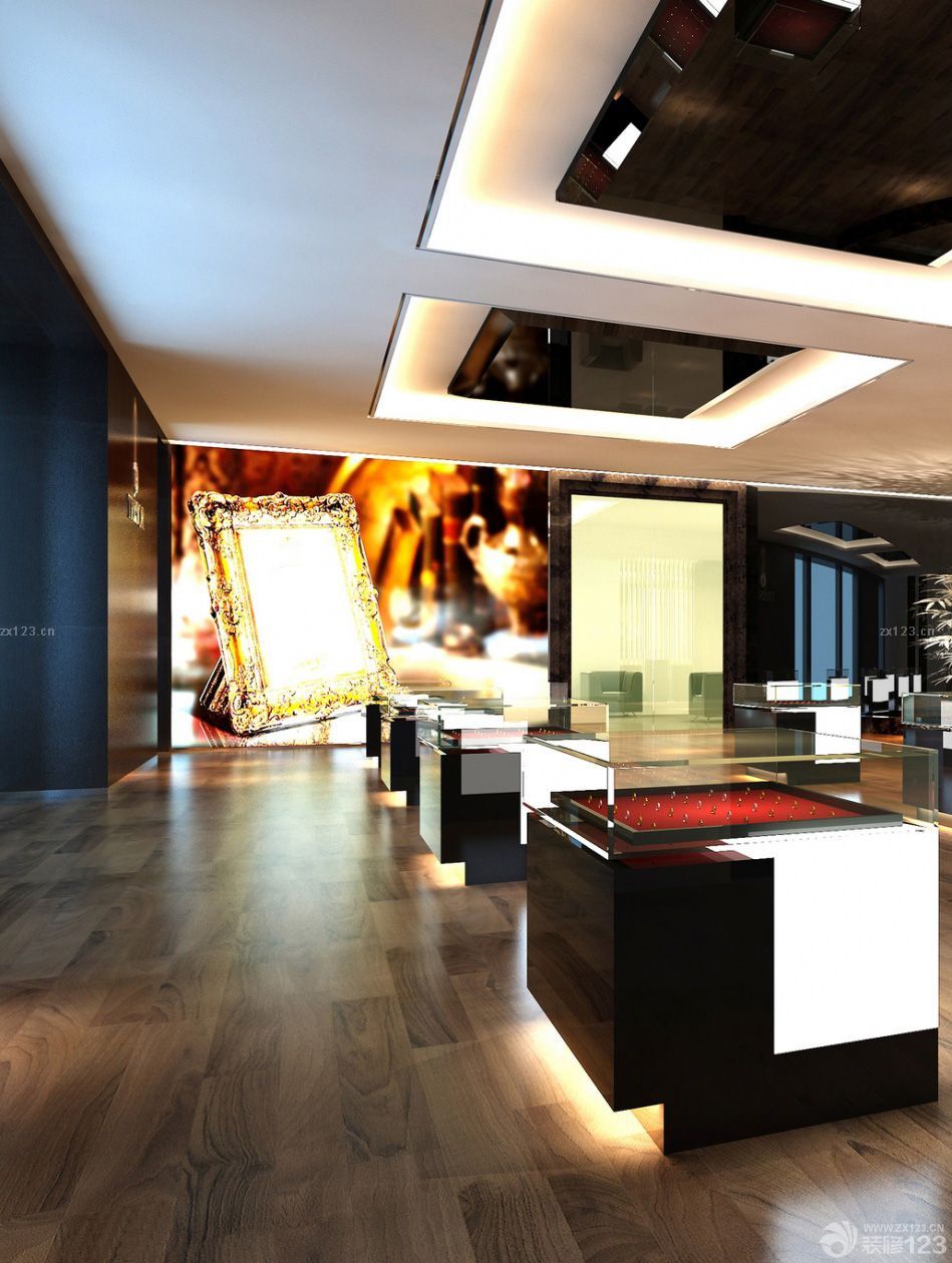 展厅布置珠宝柜台设计效果图