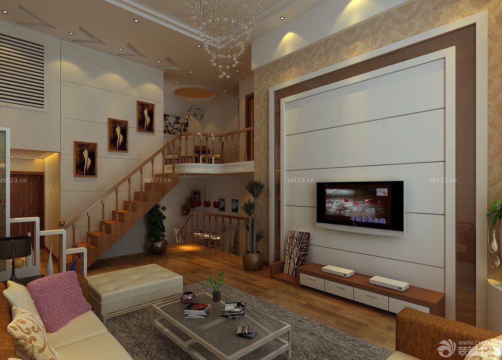 复式装修效果图大全2025背景墙布艺软包设计