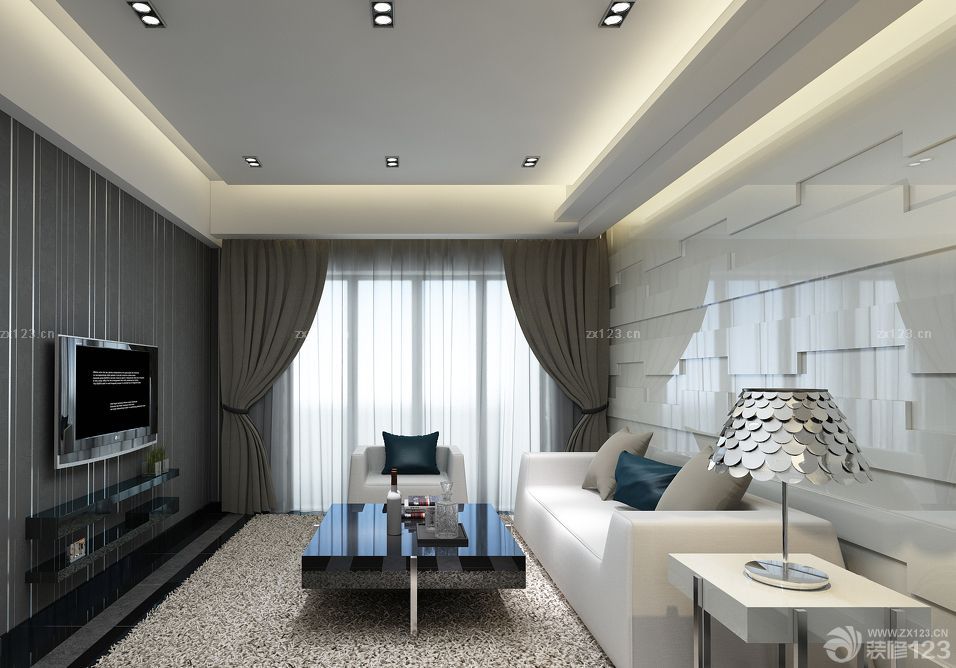 复式装修效果图大全2025灰色窗帘装修效果图