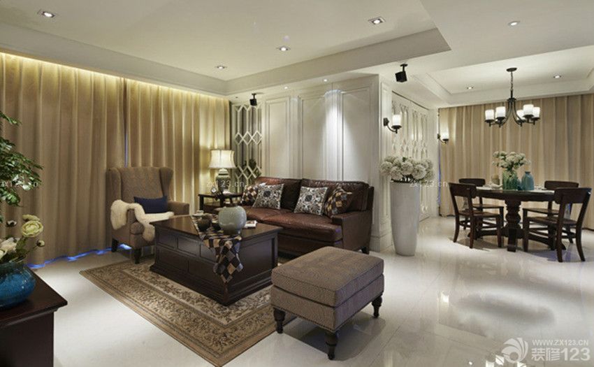 2025客厅地面白色地砖装修案例