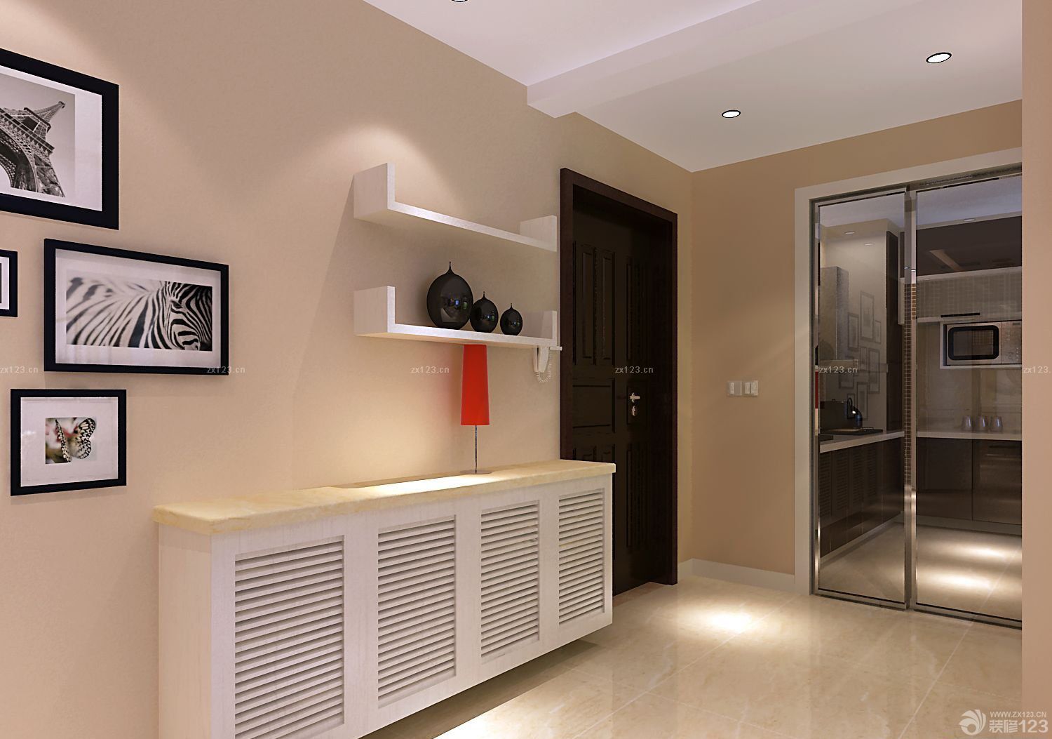 三室一厅黑色门框装修实景图欣赏_设计456装修效果图