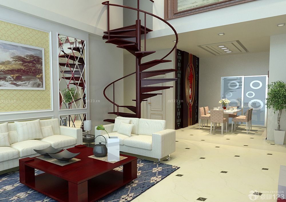 2025中式风格钢木楼梯装修效果图片欣赏