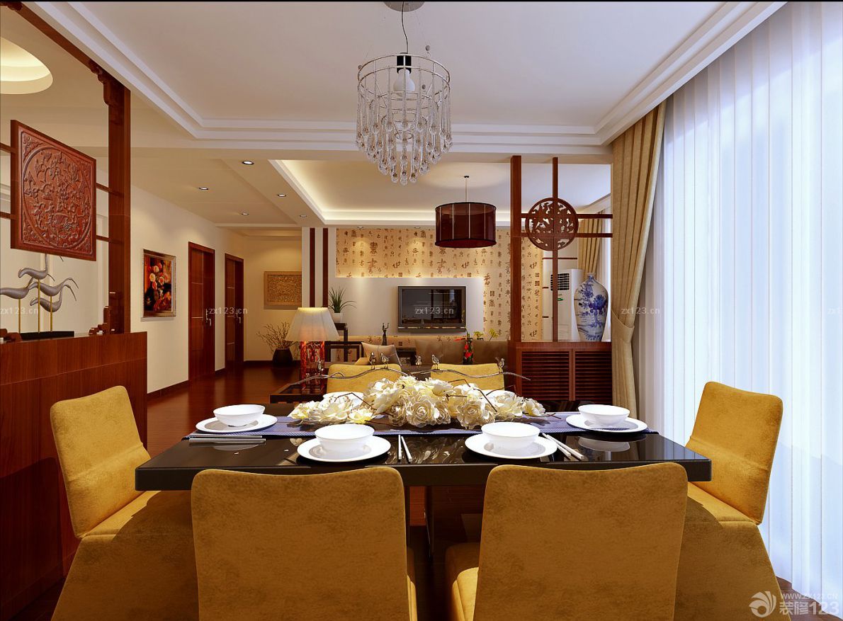 新中式家装设计棕色踢脚线实景图欣赏