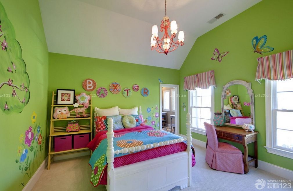 2025最新小卧室装修风格绿色墙面装修效果图