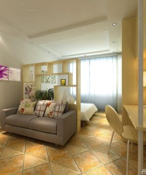 50平方小户型客厅卧室一体单身公寓设计图片欣赏