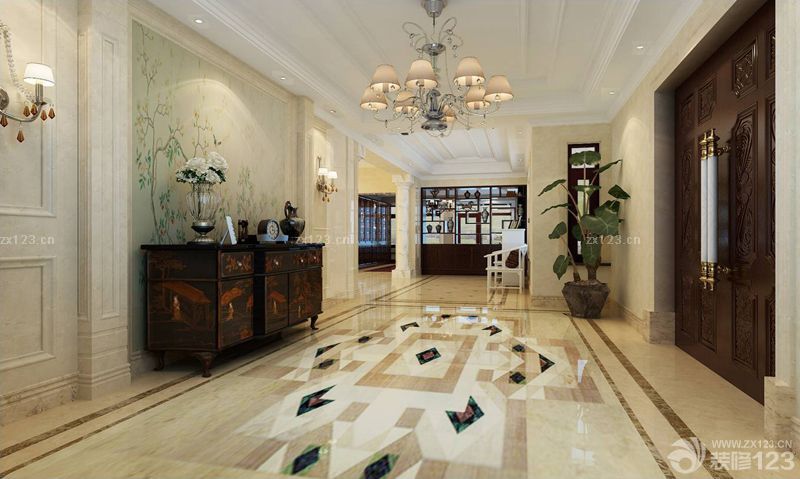 2025 进门玄关拼花地砖设计图片