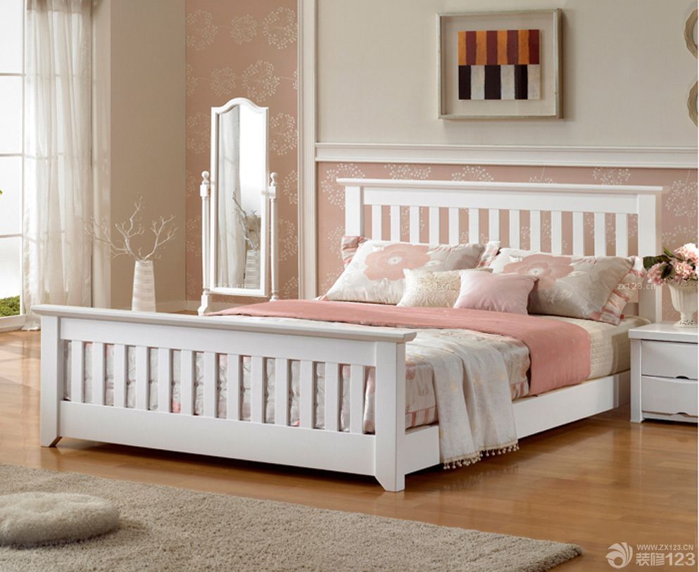 白色烤漆实木床效果图片大全