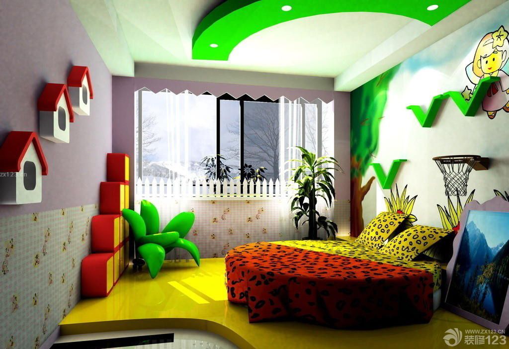 绚丽风格儿童房墙绘效果图片