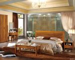 2025别墅卧室实木床摆放效果图 