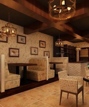 2023最新田园风格咖啡厅沙发设计图片