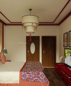 新中式风格卧室3d木门装修实景图