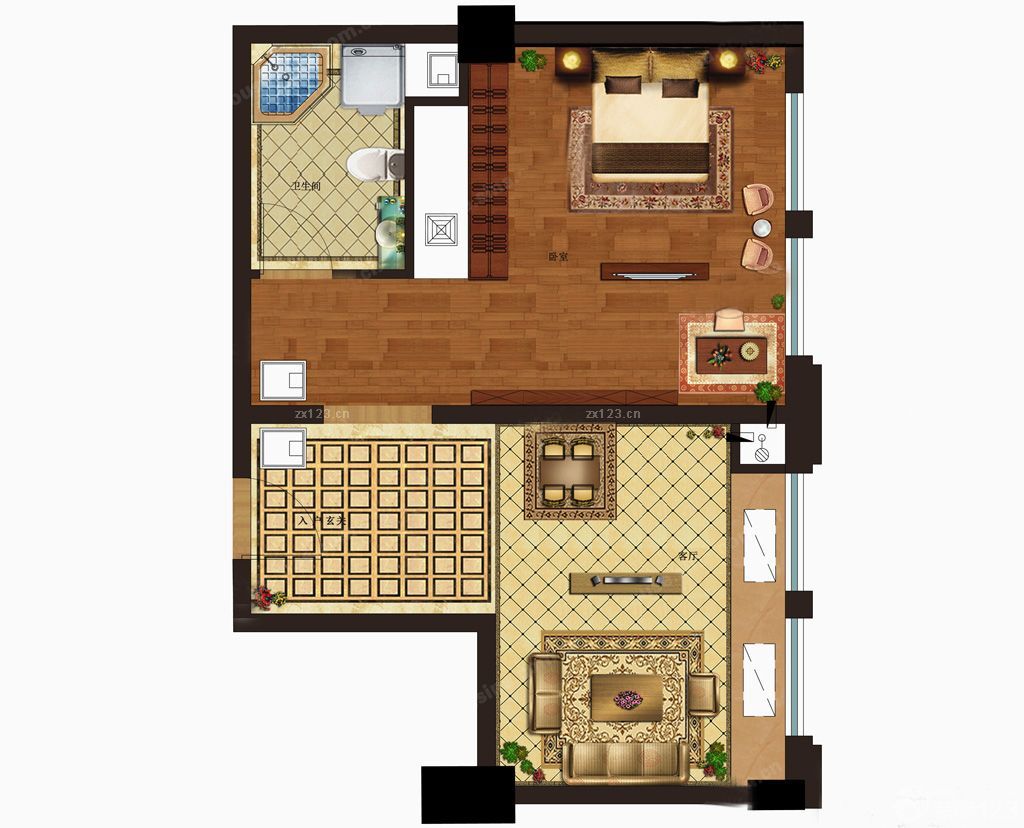 2023田园风格40平米小户型平面图