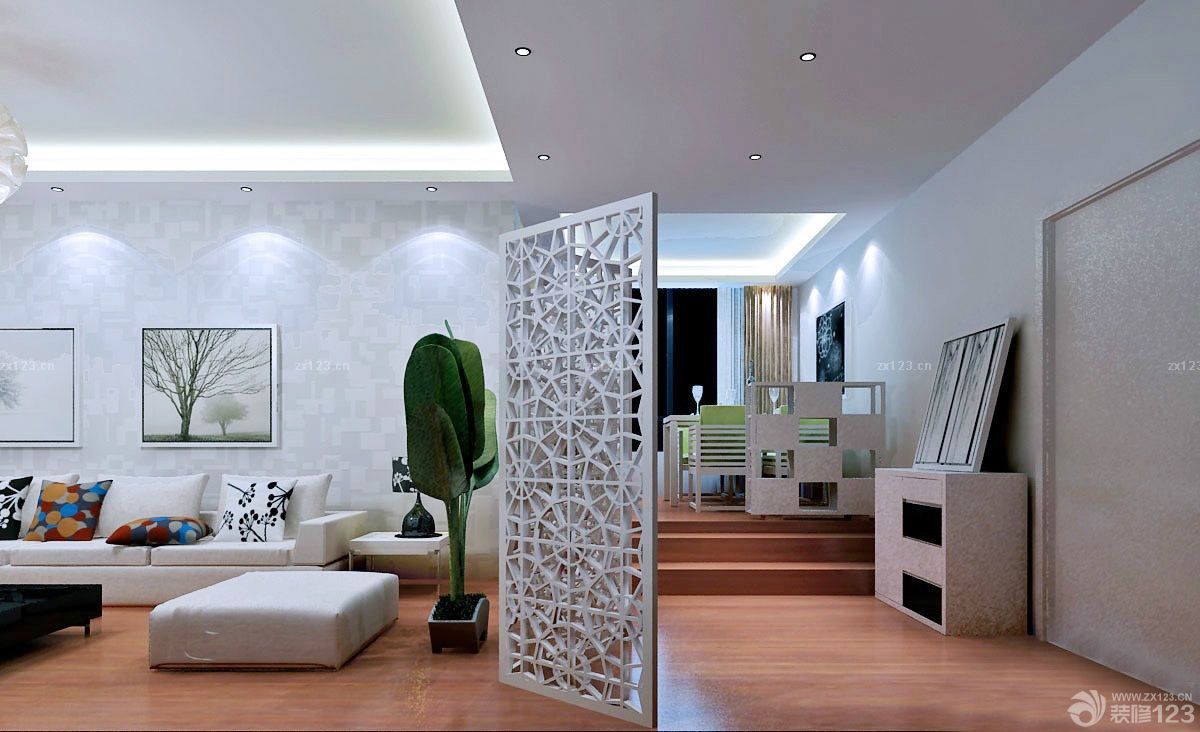 2025现代风格大客厅活动隔断效果图