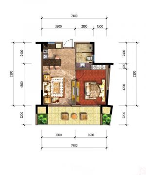 2023欧式风格40平米小户型平面图