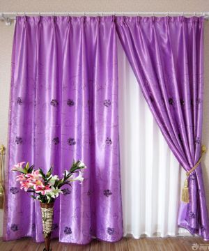 2023温馨小客厅紫色窗帘效果图大全