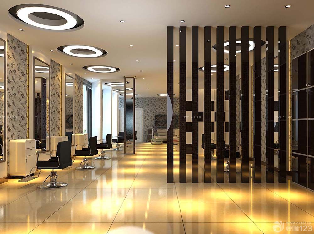 最新理发店现代美式混搭风格装修效果图