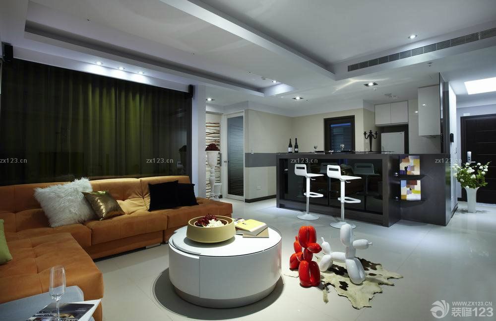 最新时尚个性现代大客厅家庭吧台高凳效果图片