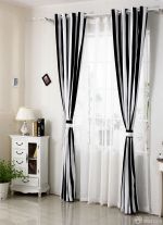 2025时尚地中海小客厅黑白窗帘效果图