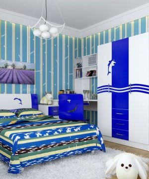 地中海风格80平房子卧室装修设计效果图