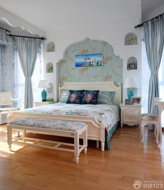 地中海风格简单一室一厅卧室装修设计图片欣赏