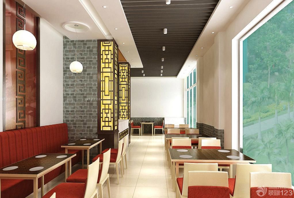 2023西式快餐店快餐桌设计效果图欣赏