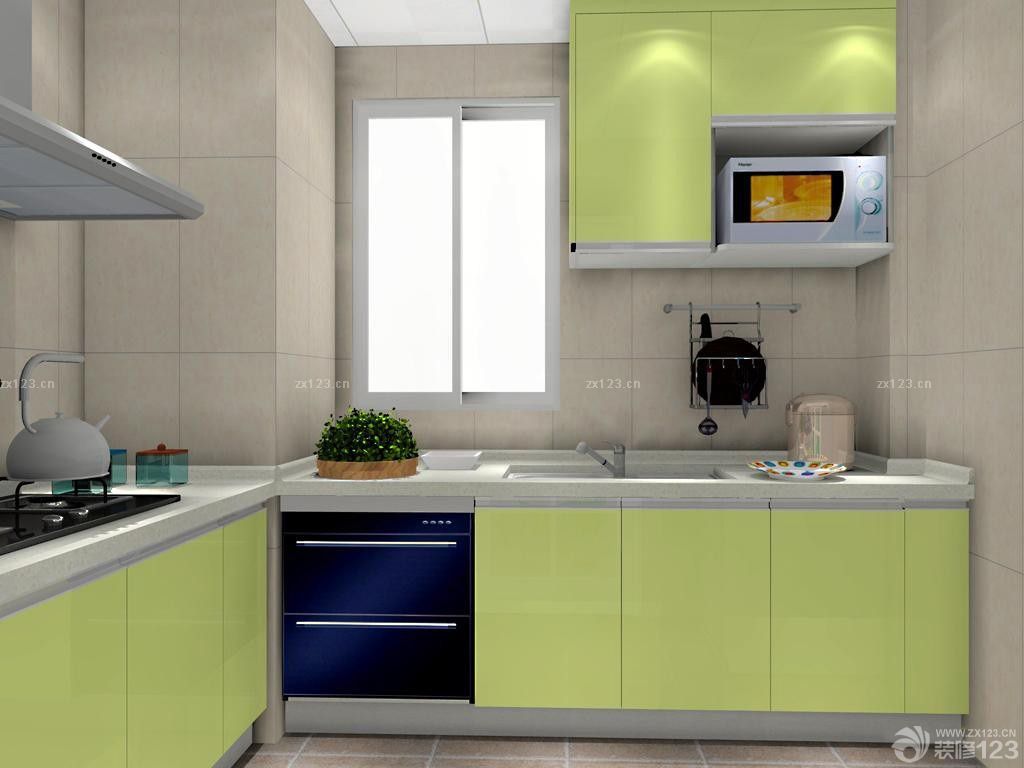 80平简约风二居室绿色厨房装修效果图-房屋装修效果图-保驾护航装修网