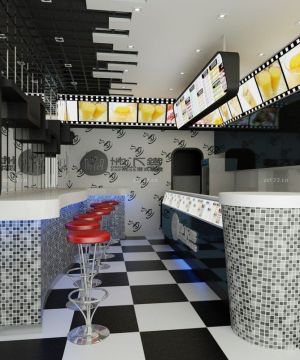 现代风格奶茶店装修效果图大全2025