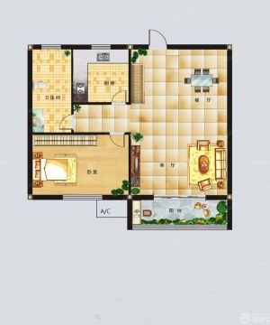 2023田园风格一室两厅平面设计图