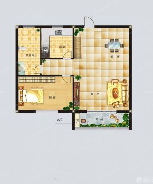 2025田园风格一室两厅平面设计图