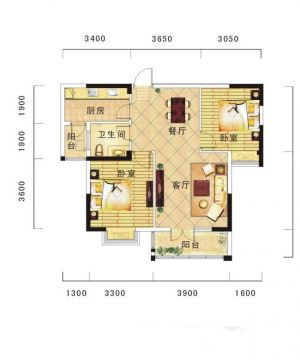 2025经典美式风格一室两厅平面设计图