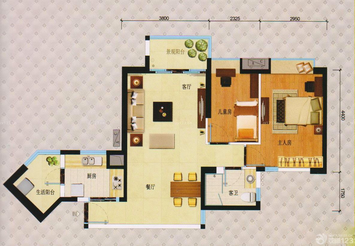 2025现代风格两房户型图片