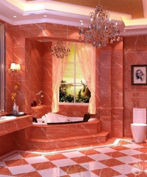 2023简约欧式浴室仿古砖红砖墙面效果图