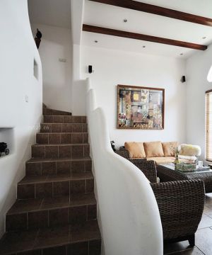 地中海风格个性室内楼梯建筑效果图