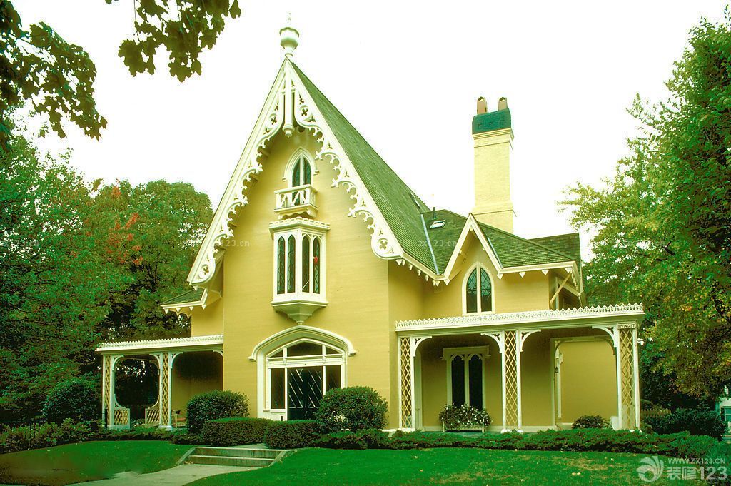 欧式别墅外观颜色搭配设计效果图片