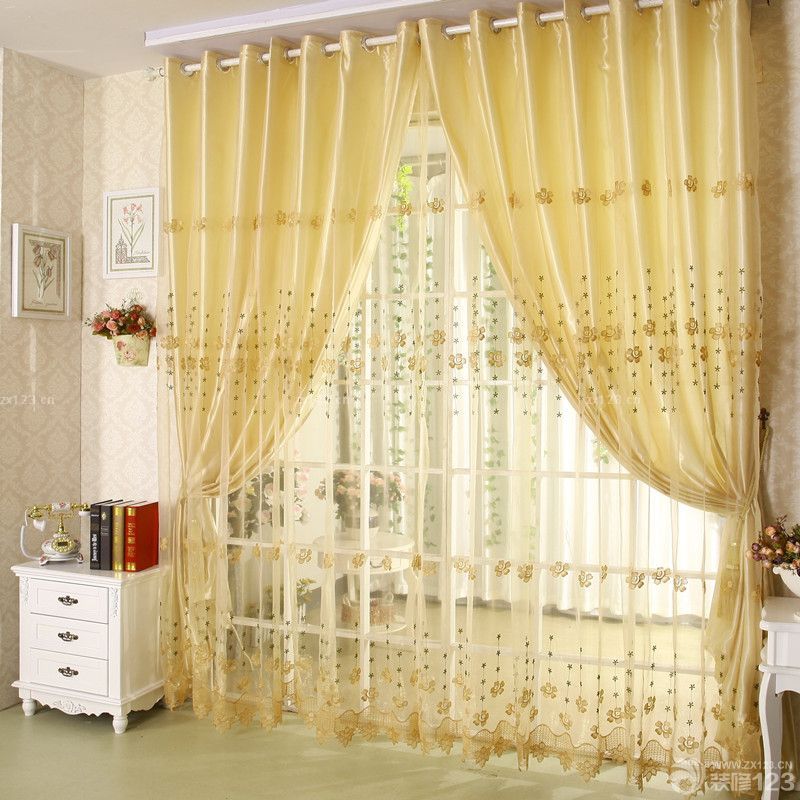 2025个性现代家庭室内绣花窗帘装修设计图