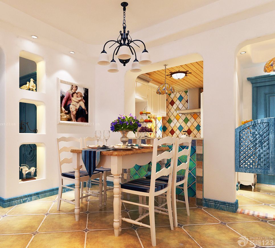 地中海风格50平房屋餐厅装修效果图片