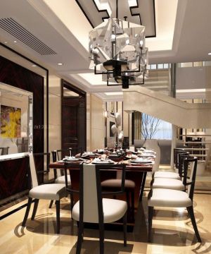 现代欧式顶楼跃层饭厅装修效果图欣