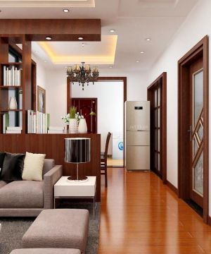 2023中式风格家庭室内客厅红木色门装修效果图