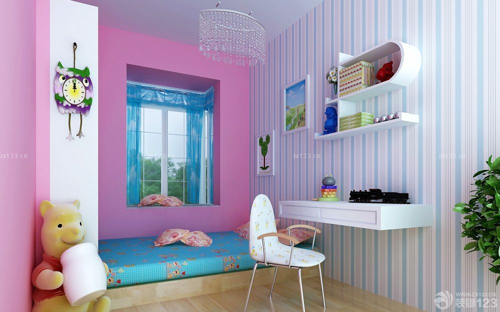 儿童房样板间壁纸装饰图