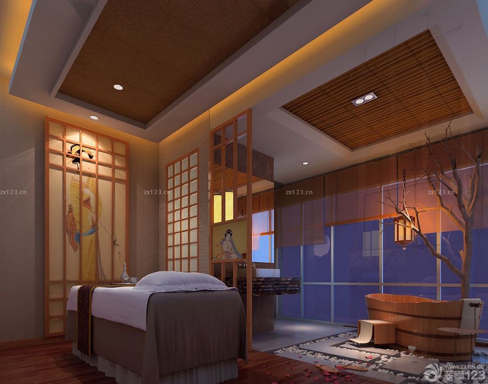 日式美容院店面装修风格效果图