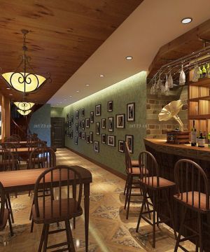 2023最新中式酒吧吧台高凳设计装修设计效果图