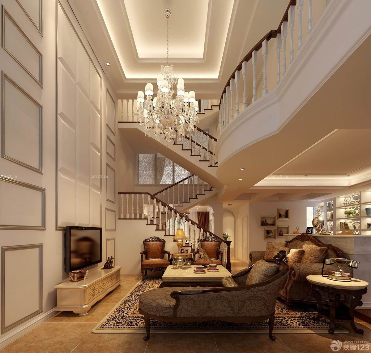 高档别墅室内楼梯设计装修效果图欣赏