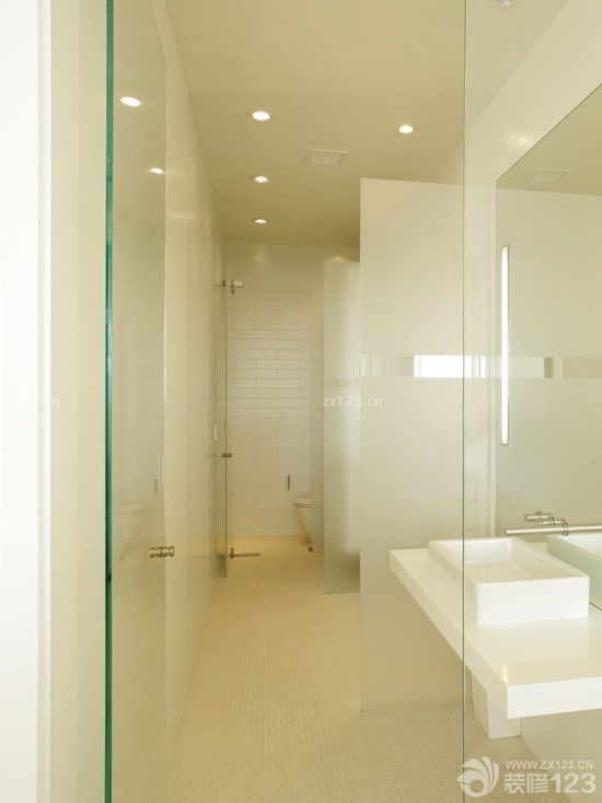 公共卫生间磨砂玻璃隔断装修效果图片